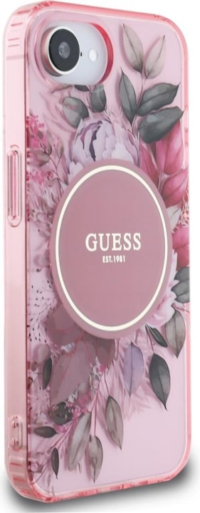 Produktbild Guess Case IML Flowers MagSafe for iPhone 16e pink (Apple iPhone 16e)