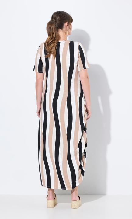 Image du produit Ulla Popken Robe maxi, rayures, col rond, manches courtes, coton bio (46, 48)