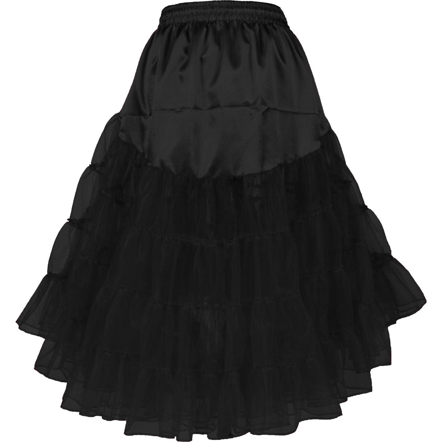 Thetru Knielanger Petticoat schwarz - Rock für Fasching (One Size)