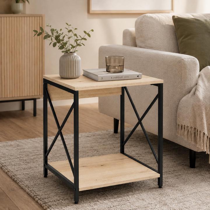 Produktbild HTI-Living Beistelltisch Cedrik Artisaneiche-Schwarz (40 x 48 x 54 cm)