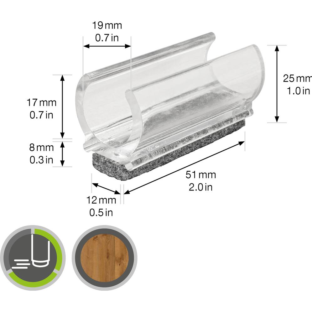 Thumbnail - Wagner System, Möbelgleiter + Schutzpuffer, Klemmschalengleiter (Filzgleiter, 4 Stück)