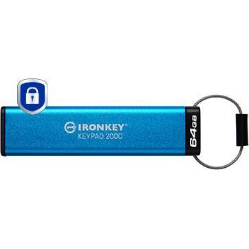 Kingston IronKey Keypad 200C (64 GB, USB-C), Chiavetta USB, Blu