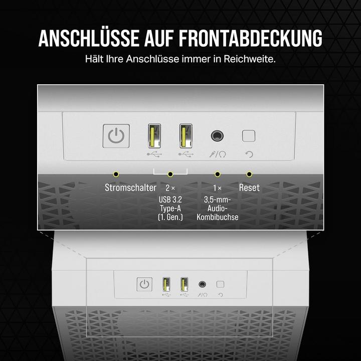 Productafbeelding Corsair 3000D Mid-Tower Wit met gehard glas (ATX)