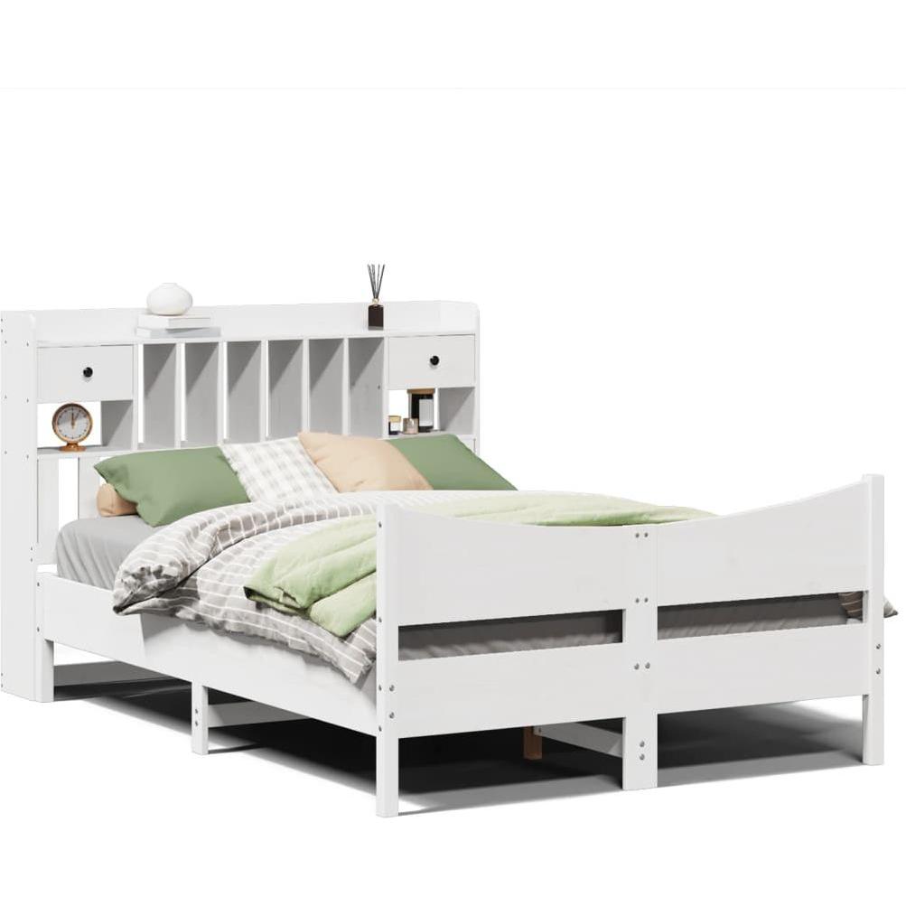 VidaXL, Bett, Massivholzbett Holzbett Bett Doppelbett Bettgestell Weiss 140x200cm Kiefer (140 x 200 cm)