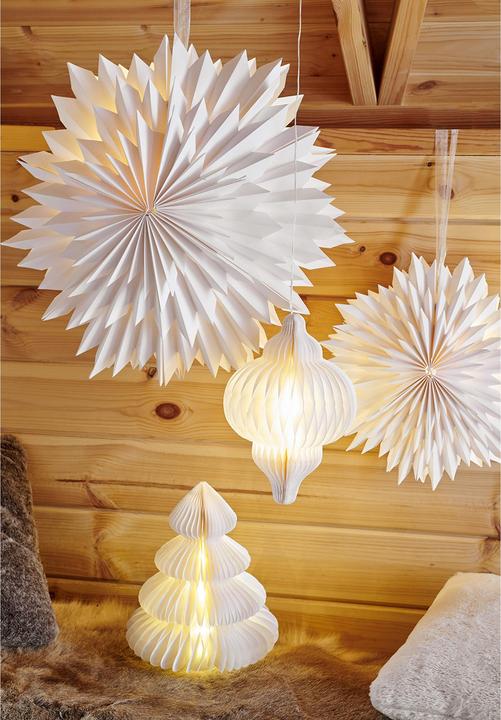 Produktbild Lumineo 48 cm Papier-Weihnachtsbaum mit warmweissem Licht, batteriebetrieben