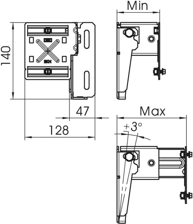 Actual product image OBO Bettermann Wall bracket GEB-K B80-110mm spacing=53-83mm screw