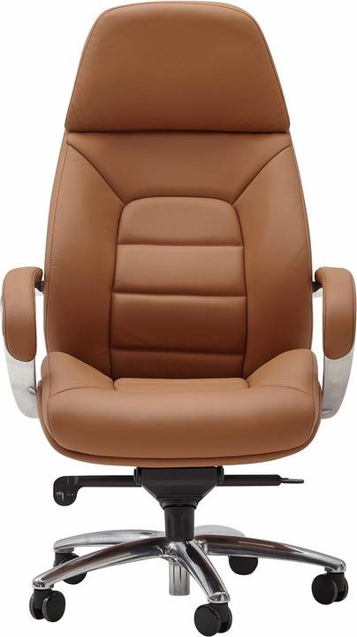 Produktbild FineBuy Bürostuhl Chefsessel Echtleder Caramel Ergonomisch XXL Drehstuhl 120 kg (49 - 55 cm)