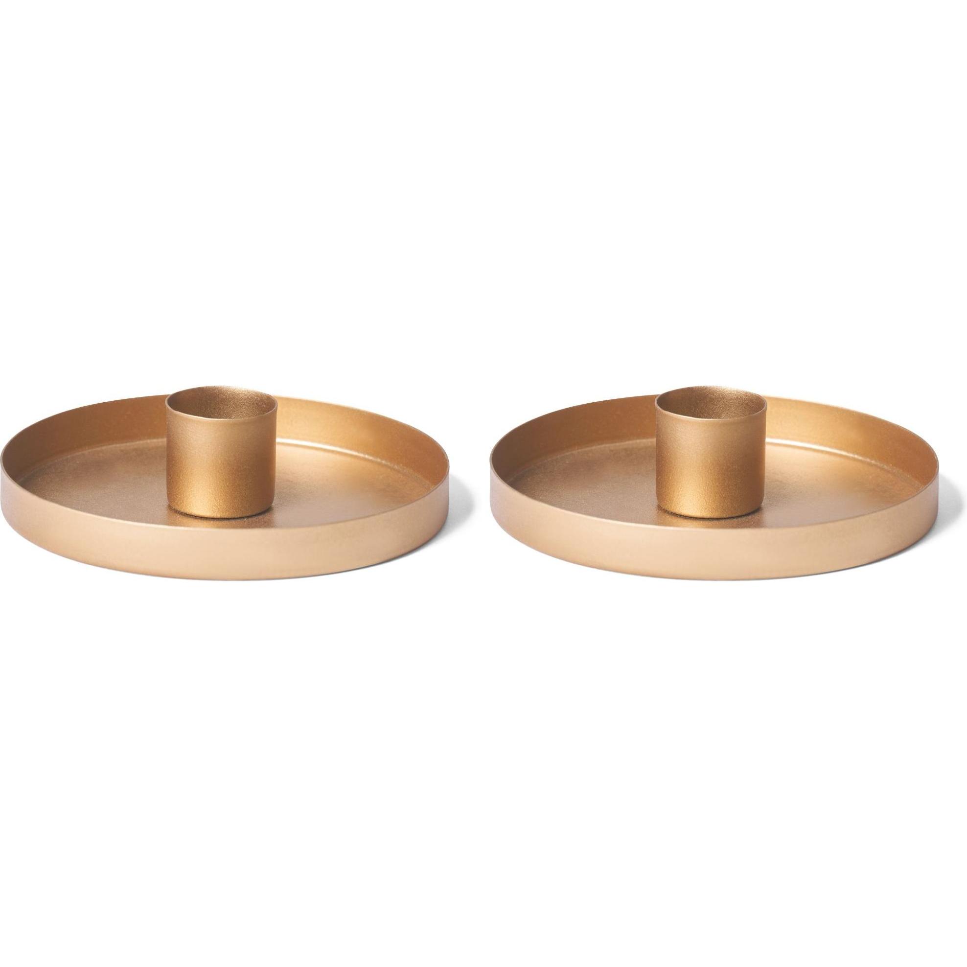 Thumbnail - Novaliv, Kerzenständer, 2er-Set Stabkerzenhalter 14cm Metall rund Tafelkerzen GOLD matt Kerzenhalter Adventskranz (14 x ...