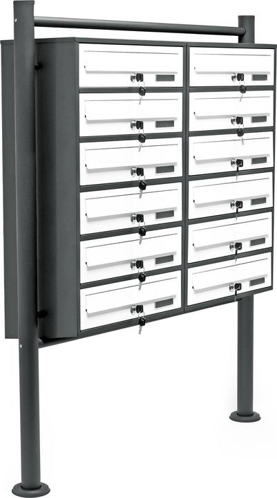 Wiltec 12 letterbox system anthracite/white 898x270x1500 mm free-standing letterbox