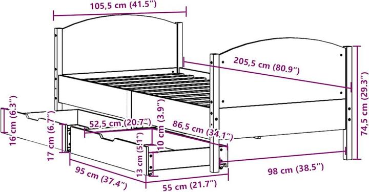 Image du produit vidaXL Bettgestell (100 x 200 cm)