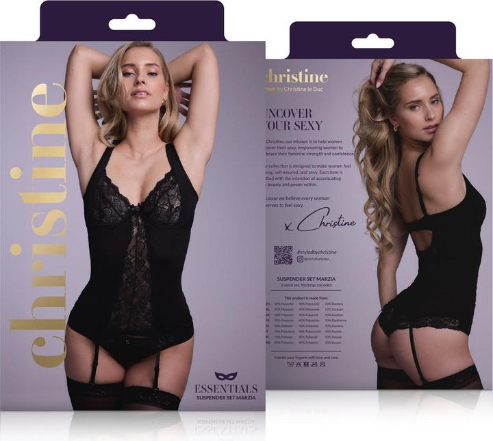 Produktbild Christine Le Duc 2teiliges StrapsSet Marzia schwarz (XL)