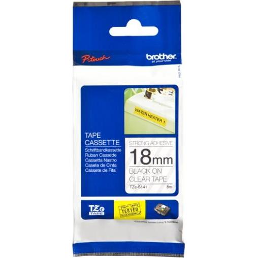 Thumbnail - Brother, Beschriftungsband, Original P-Touch Farbband schwarz auf transparent (TZE-S141) (1.80 cm, Schwarz)