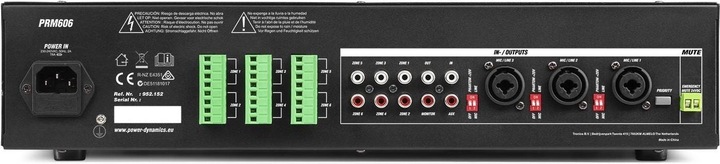 Actual product image Power Dynamics Amplifier Pro PRM606 100 V, 6 X 60 W (Amplifier)