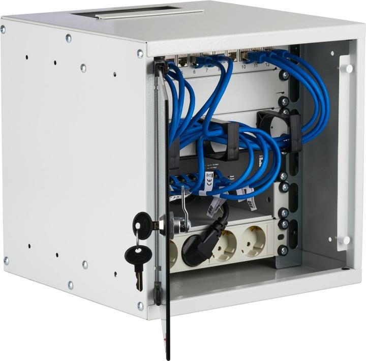 Produktbild EFB Elektronik EFB 10inch 6U wall-mounted cabinet depth 300 mm 1-piece pre-assembled RAL7035 (5.71 HE, 10 Zoll Rack)