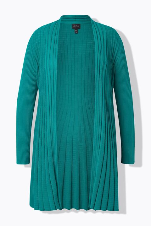 Produktbild Ulla Popken Plissee-Strickjacke, A-Linie, Schalkragen, Langarm (60)