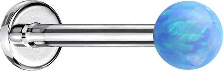 Produktbild Star Piercing Micro Labret silber mit Kugel Opal hellblau (ohne Messing, Chirurgenstahl 316L)