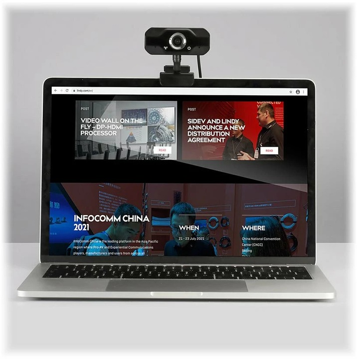 Actual product image Lindy FHD 1080p webcam with microphone Angle of view 110° 360 (2 Mpx)