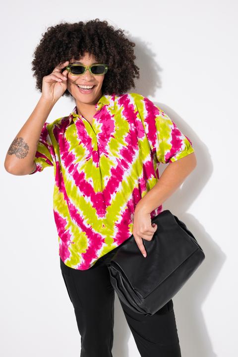 Image du produit Angel of Style Bluse, A-Linie, Batik-Muster, Halbarm (48)