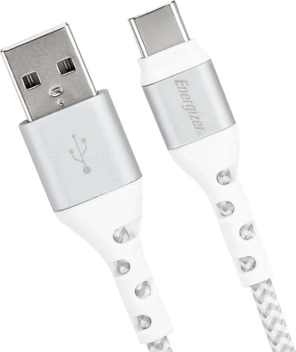 Productafbeelding Energizer Metalen / gevlochten nylon kabel - USB-C - 2 m, wit (2 m)