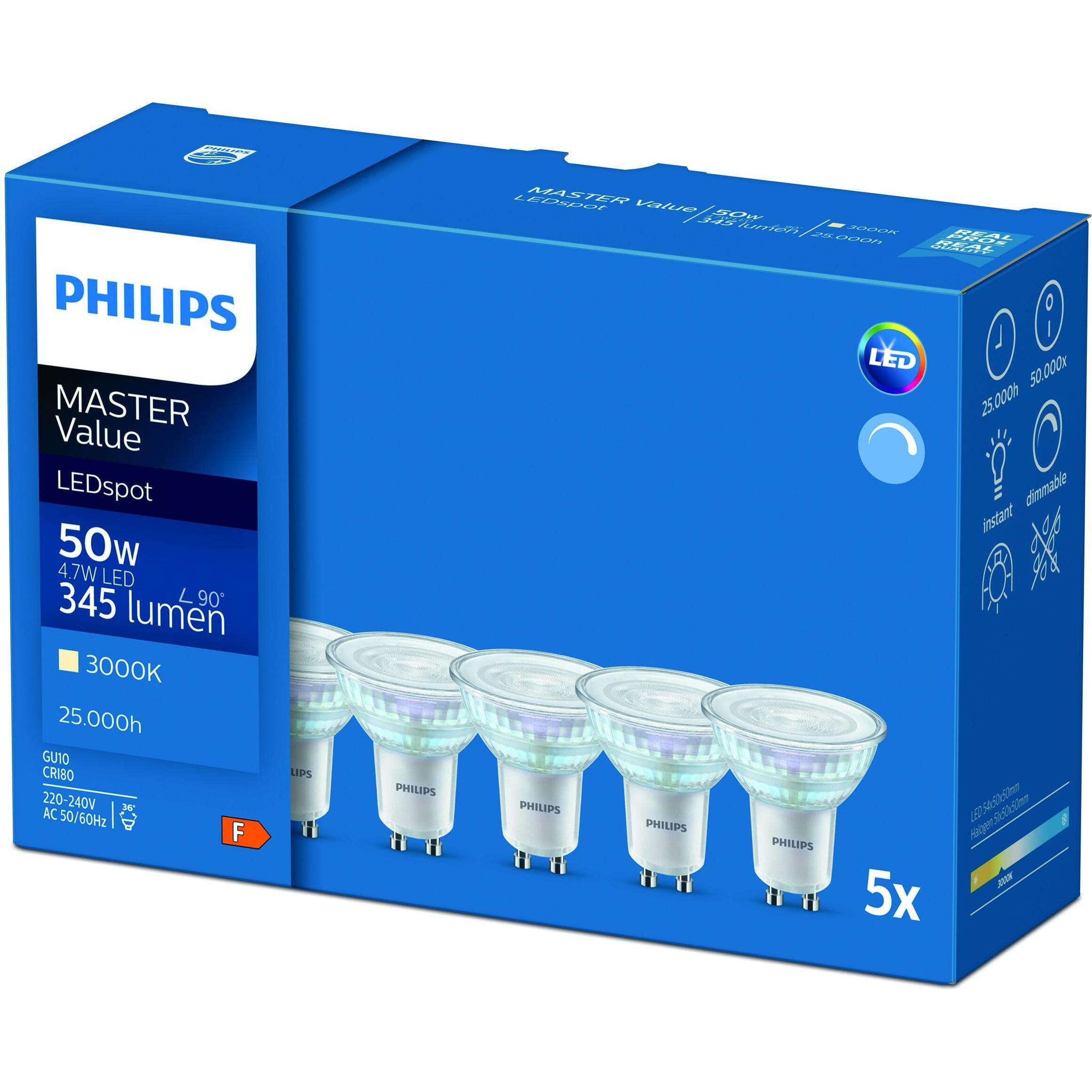 Philips Professional, Leuchtmittel, Master (GU10, 4.70 W, 345 lm, 1 x, F)