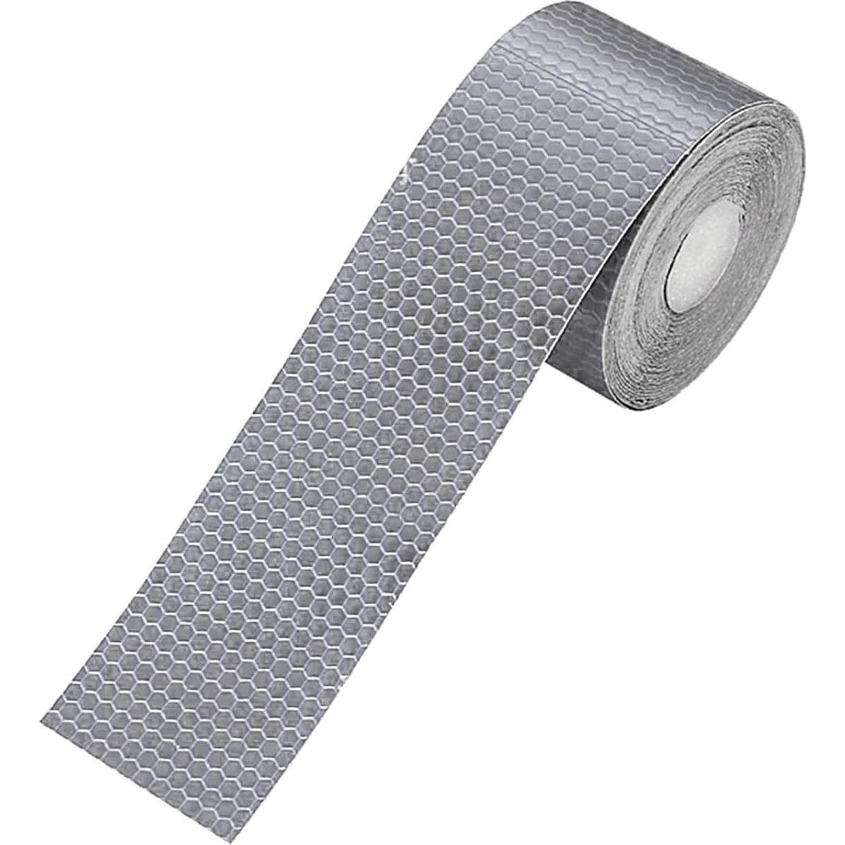 JTI, Türstopper, Reflektierendes Klebeband für Auto und Motorrad - Weiss/Grau (1 Stück, 5 x 100 cm)