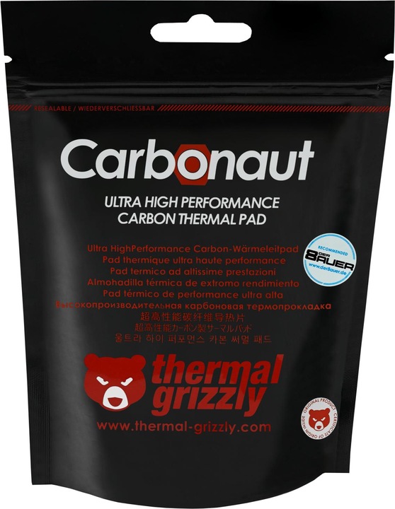 Actual product image Thermal Grizzly Carbonaut thermal pad - 51 × 68 × 0.2 mm (0.20 mm, 62.50 W/m K)