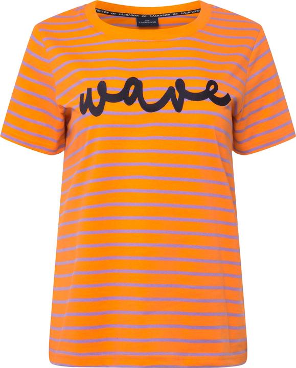 Actual product image Laurasøn T-Shirt, Ringel, Statement Stickerei, Rundhals, Halbarm, OEKO-TEX (M)