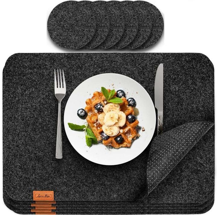 Rose Tischset 44 x 32 cm, Anthrazit, 12er-Set (12 pcs., 44 x 32 cm)