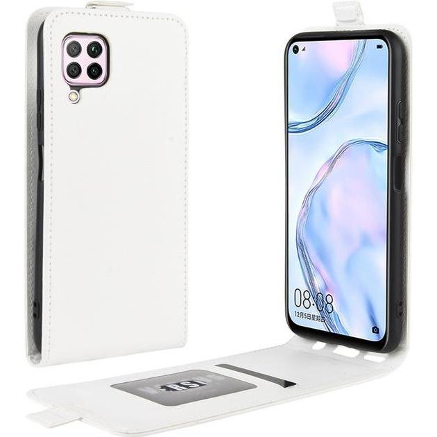 MU Classic Leder Flipcase Hülle (Huawei P40 Lite), Smartphone Hülle, Weiss