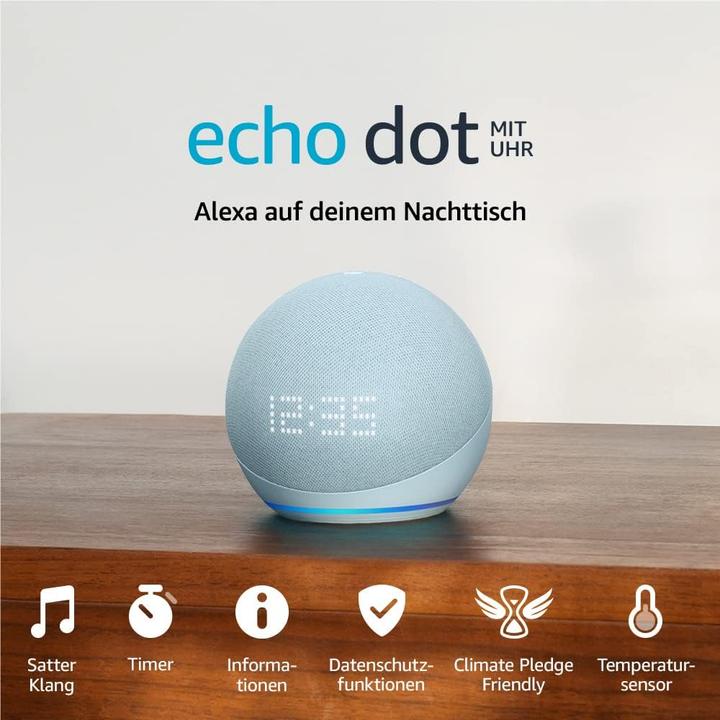 Immagine prodotto Amazon Echo Dot con orologio (5a gen.) (Amazon Alexa)