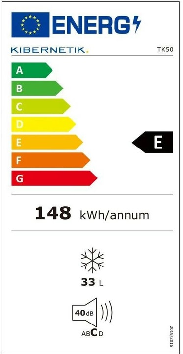 Label énergétique Kibernetik Congélateur TK50 (Autonome, 33 l)