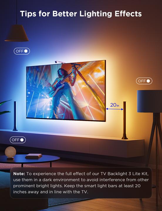 Produktbild Govee TV Backlight 3 Lite Kit (Warmweiss, 41 cm, Indoor)
