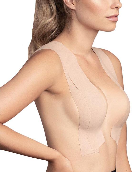 Actual product image Bye Bra Body Band 5m X 6,5 cm + 3 Pairs Satin Nipple Covers Nude (Single pack, One size)