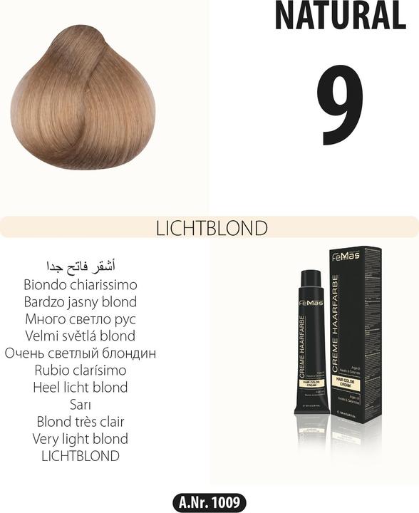 Actual product image FemMas (9) Haarfarbe Lichtblond 100ml (Fair-haired man)