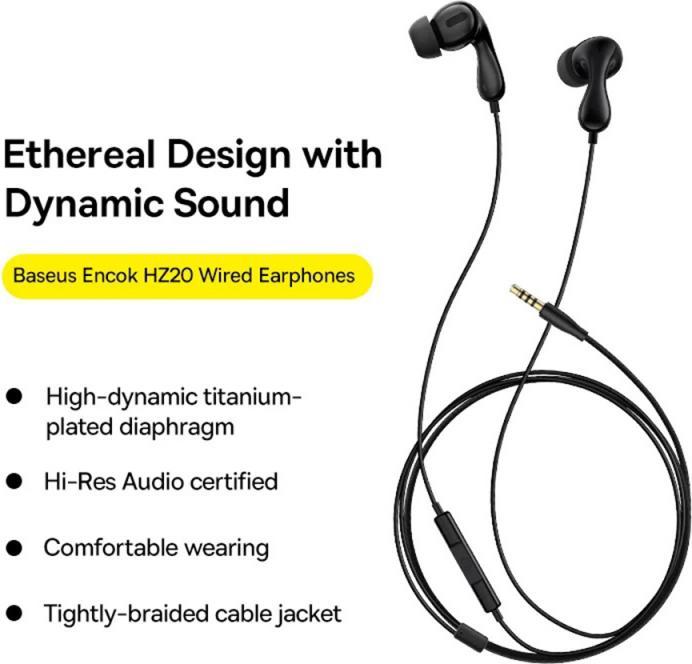 Actual product image Baseus Encok CZ20 Kopfhörer Kabelgebunden im Ohr Anrufe/Musik USB Typ-C Schwarz (Cable)