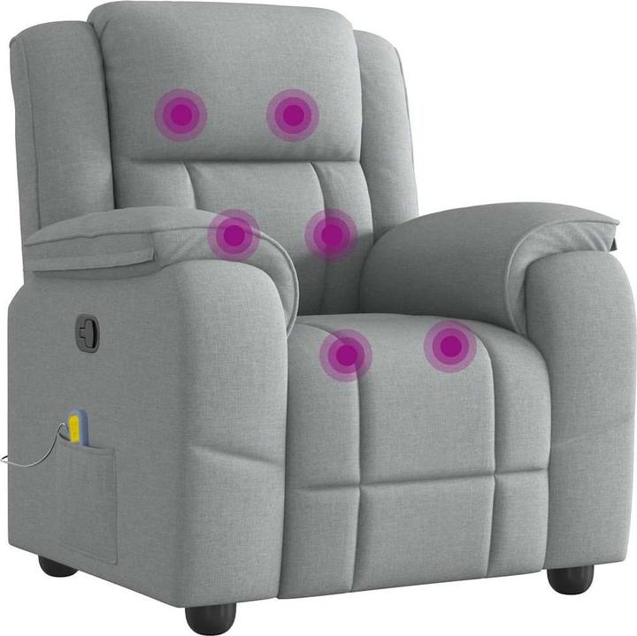 Immagine prodotto VidaXL Poltrona massaggiante in tessuto grigio chiaro poltrona TV massaggiante