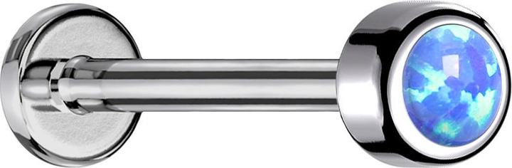 Immagine prodotto Star Piercing Micro Labret a filo interno cilindro argento con opale azzurro (senza ottone, Titanio)