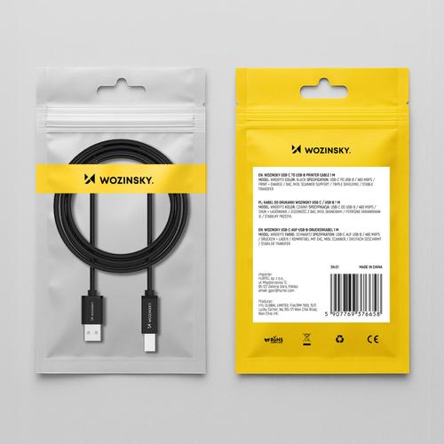 Actual product image Wozinsky WKDDY3S USB-B - USB-A 480Mb/s Kabel 2m - Schwarz (2 m, USB 1.0, USB 1.1, USB 2.0)
