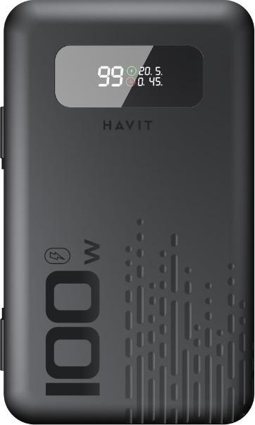 Actual product image Havit - Power Bank (PB5212) - USB-C, LED display, Fast Charge, 100W, 20000mAh, 3.7V - Black (20000 mAh, 100 W)