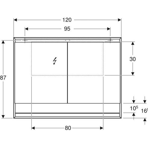 Thumbnail - Geberit, Spiegelschrank, ONE Spiegelschrank mit ComfortLight, 2 Türen, Aufputzmontage, mit Nische, 120x90x15cm, 505.