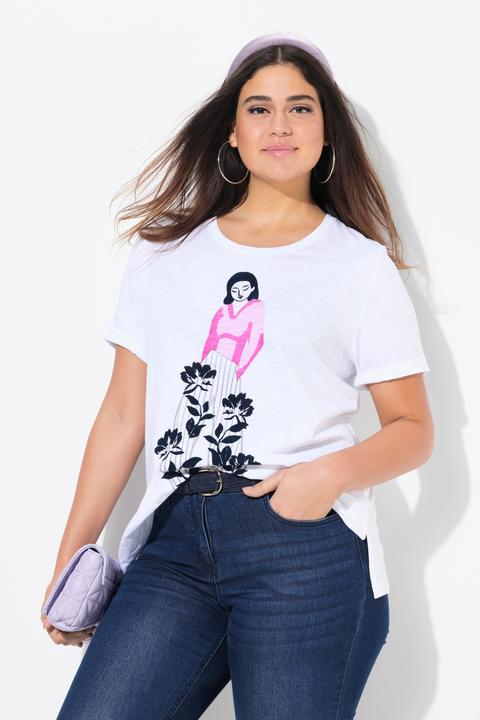 Produktbild Ulla Popken T-Shirt, Frauen-Flockdruck, Rundhals, Halbarm (42, 44)
