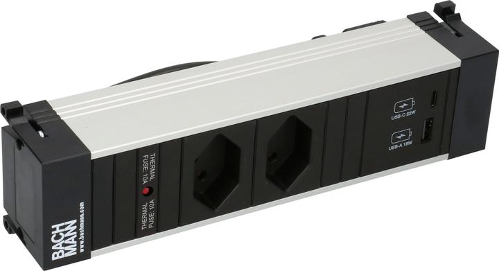 Produktbild Bachmann Einbausteckerleiste POWER FRAME 2x T13, 1x USB A/C (2 x, Typ 13, USB-A, USB-C, 0.20 m)