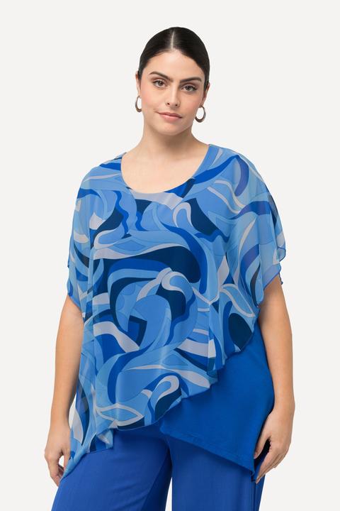 Immagine prodotto Ulla Popken Tunica con mantella in chiffon, scollo a girocollo e mezze maniche (58)