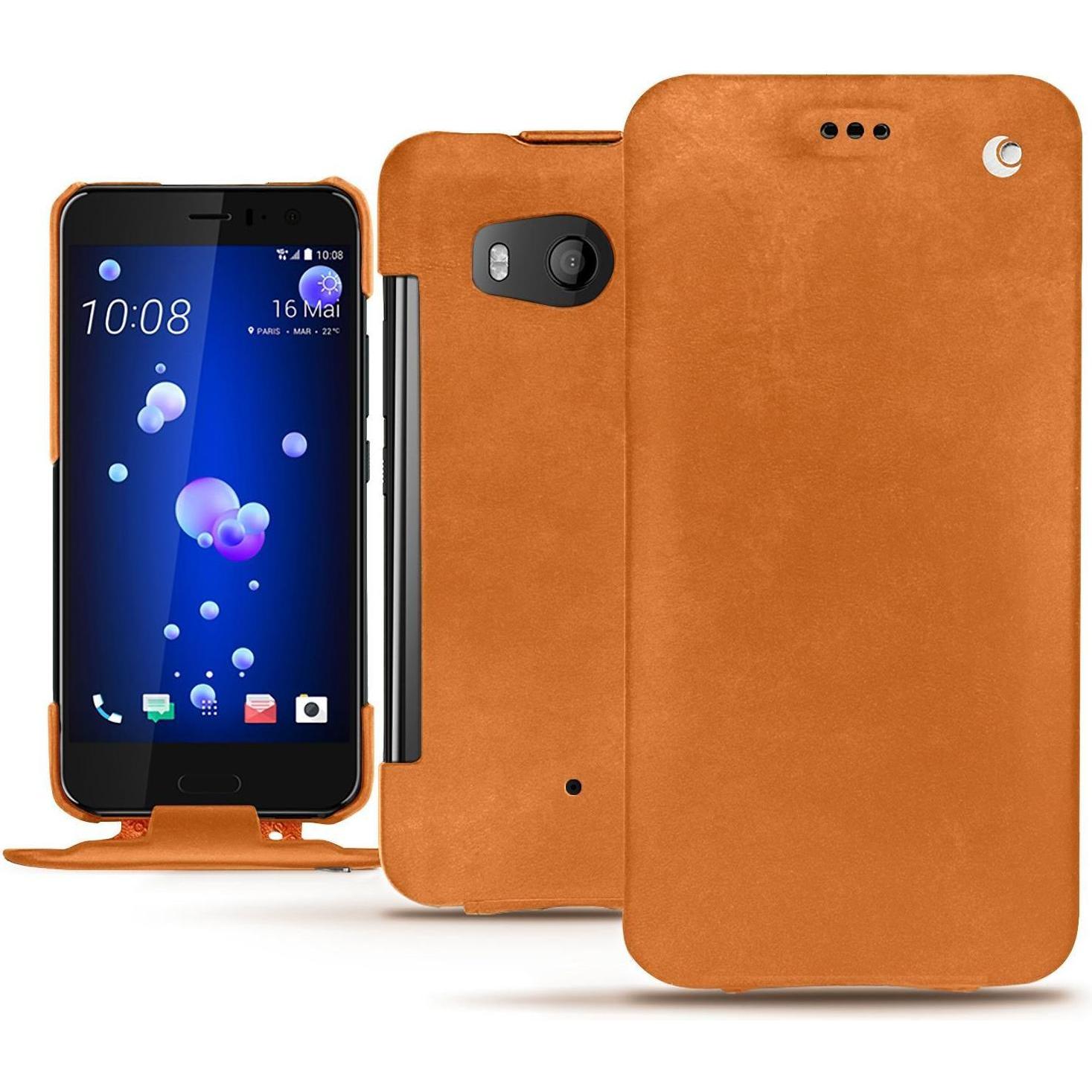 Thumbnail - Noreve Lederschutzhülle vertikal (HTC U11), Smartphone Hülle, Orange