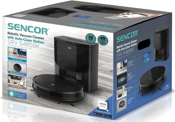Productafbeelding Sencor SRV 6485BK â€“ Robotstofzuiger met dweilfunctie â€“ Met laadstation en leegstation (3000 Pa, Veeg)