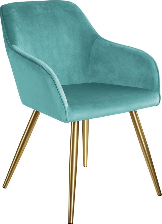 Produktbild tectake 6er Set Stuhl Marilyn Gold Samtoptik
