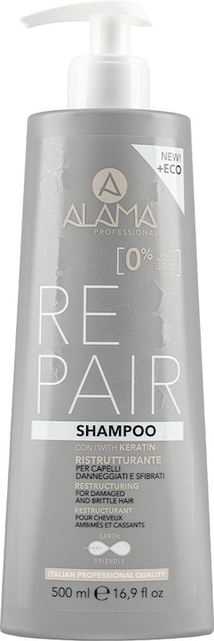 Alama Professional Alama Repair Restructuring Shampoo for Damaged and Frizzy Hair 500ml (500 ml, Liquid shampoo)