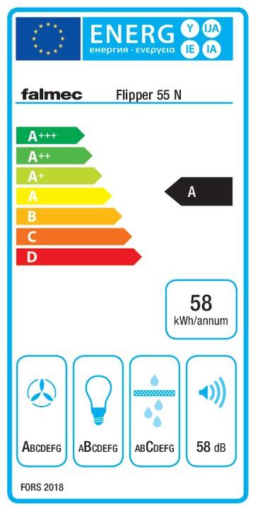 Energie-Label Falmec FLIPPER 55 N (Wandhaube)