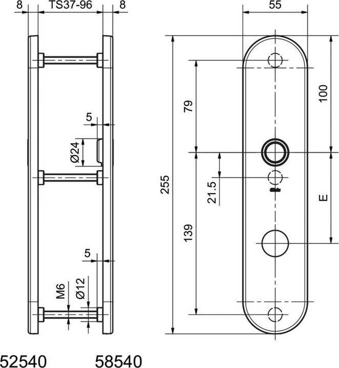Actual product image Glutz Aussensch. rund 52540 glide RZ78 (Door plate set)
