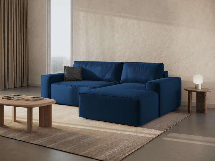 Actual product image Micadoni Velvet Right Corner Sofa With Bed Function And Box, "Jodie", 3 Seats, 246x151x86 Made in Europe (Corner sofa)